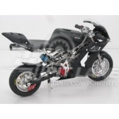 MIDI RACING H2O FRENI MECCANICI, CON TELAIO FULL CROMO, SENZA MOTORE MARMITTA E CARBURATORE CON CARENE NERO OPACO (senza ammortizzatore di sterzo)